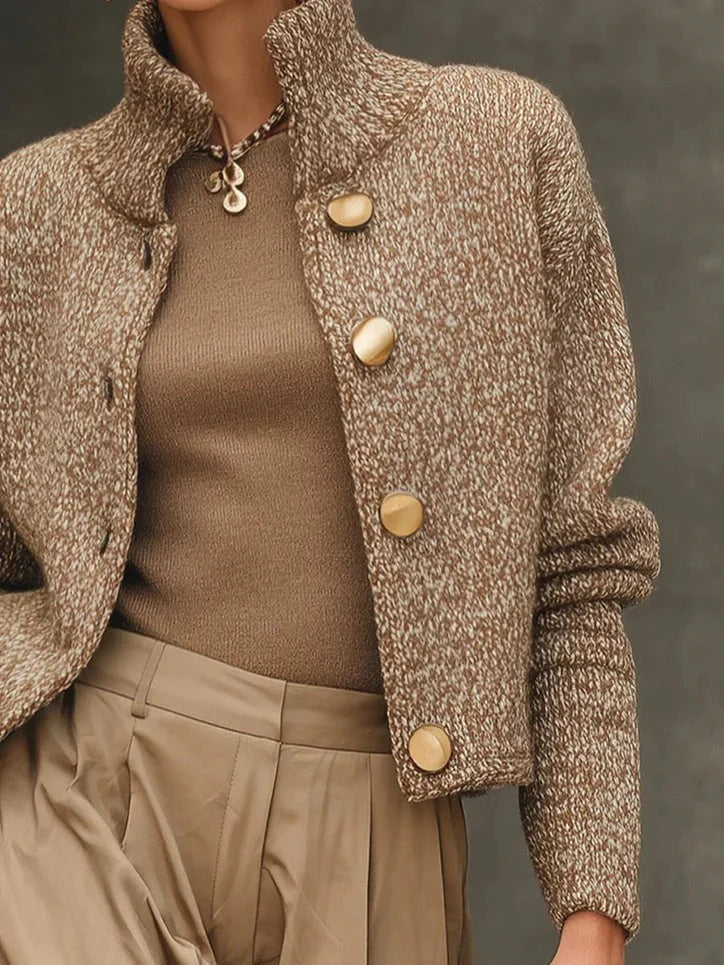 CÁRDIGAN CAMEL ESSENCE BUTTON KNIT