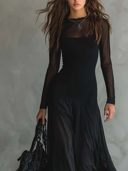 VESTIDO MAXI NOIR TUL ETEREO