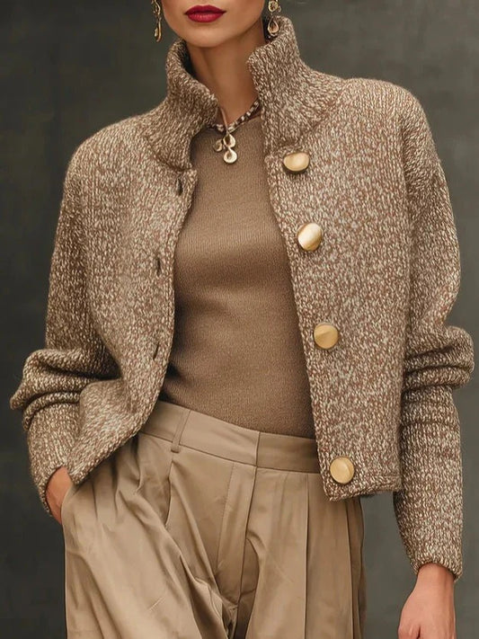 CÁRDIGAN CAMEL ESSENCE BUTTON KNIT