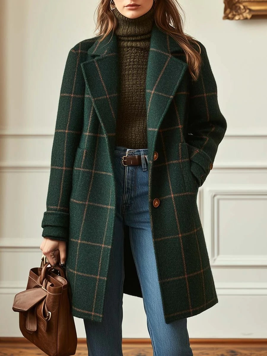 RETRO PLAID TWEED ELEGANCE COAT