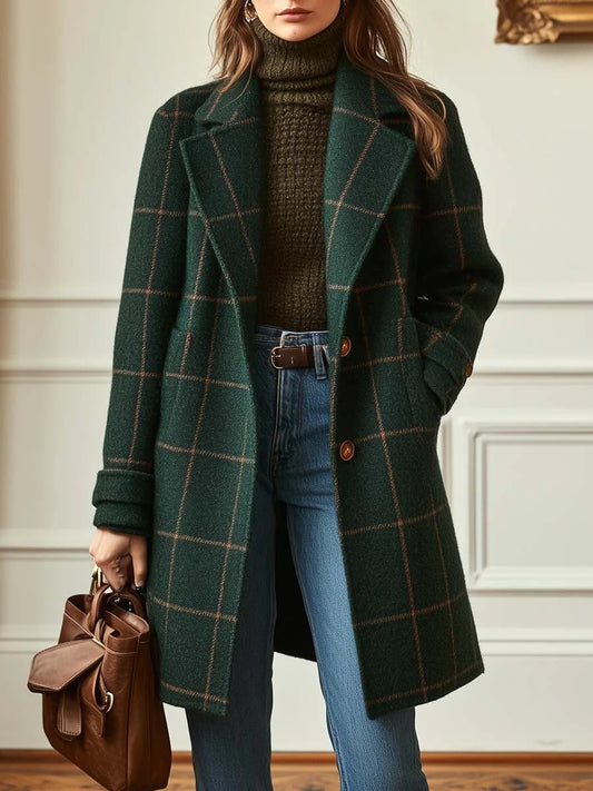 RETRO PLAID TWEED ELEGANCE COAT