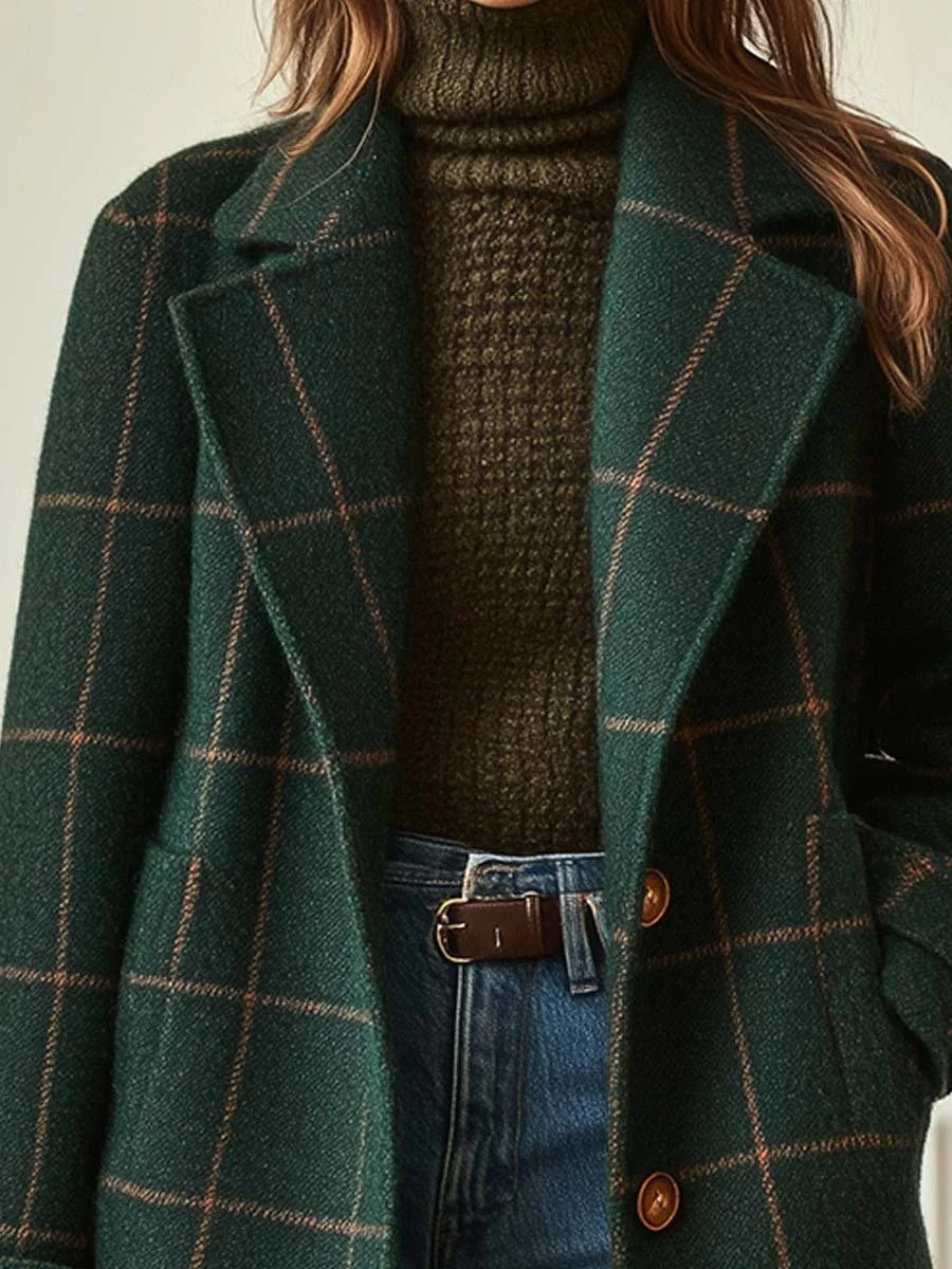 RETRO PLAID TWEED ELEGANCE COAT