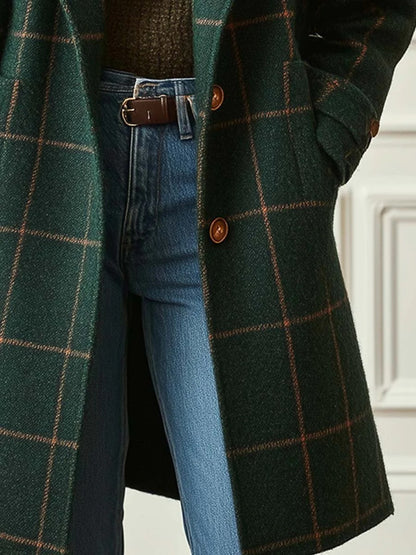RETRO PLAID TWEED ELEGANCE COAT