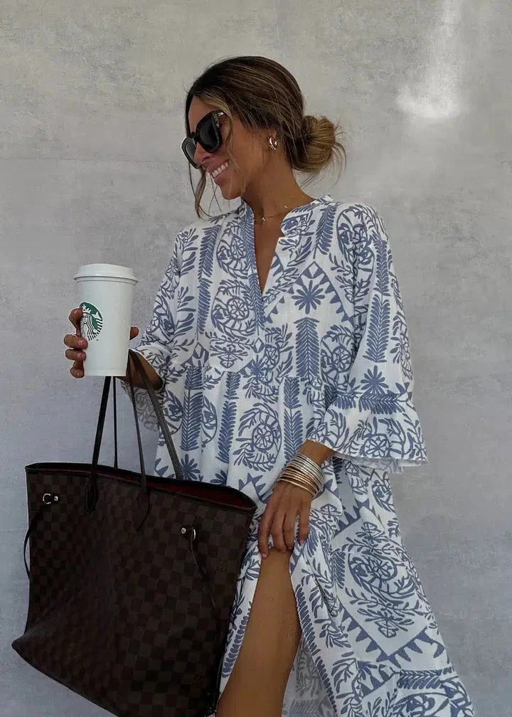 AZUREA V PRINT DRESS