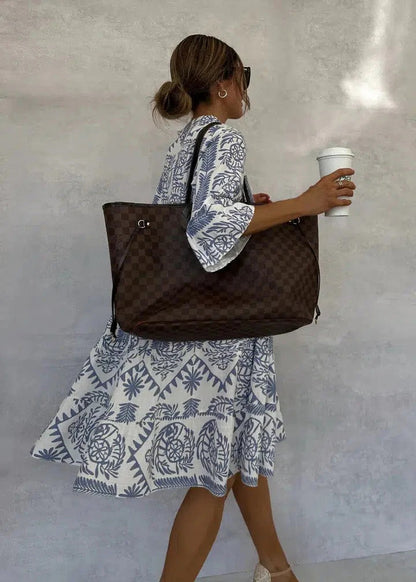 AZUREA V PRINT DRESS
