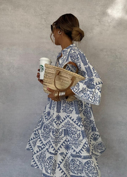 AZUREA V PRINT DRESS