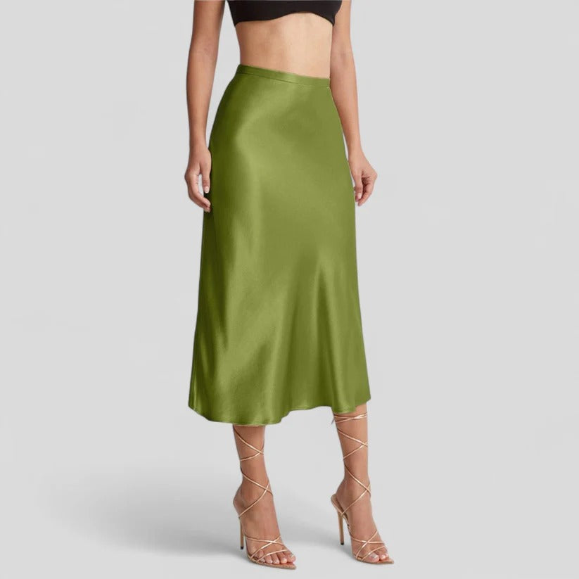 MIDI SATIN GREEN